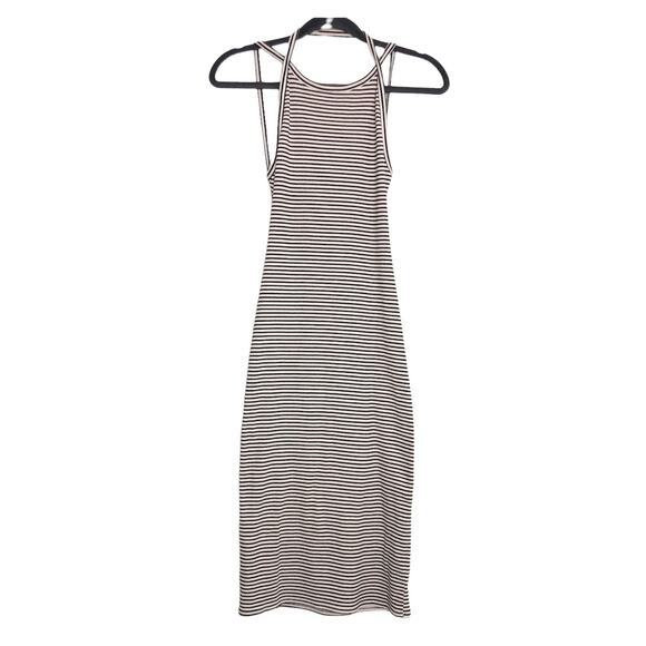 Silence + Noise Ivory Black Striped Stretch Harness Backless Night Out Dress M - Picture 16 of 16